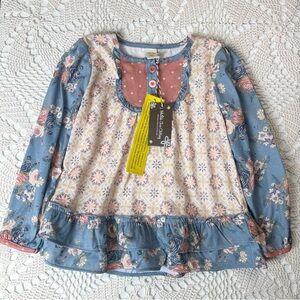 Matilda Jane Girls 6 Years Just Imagine Cottagecore Muted Floral Celina PJ Top